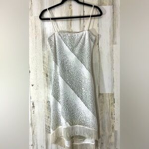 Elegant White Fringe Dress